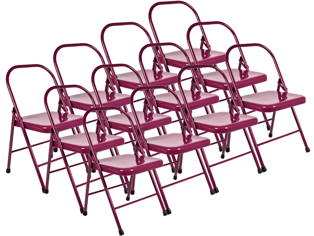 Chaise de Yoga Standard 2 Barres Prune Lot de 12