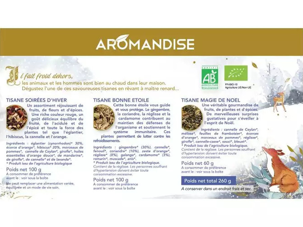 Coffret Tisanes de Noël Soirées d'Hiver, Magie de Noël et Bonne étoile