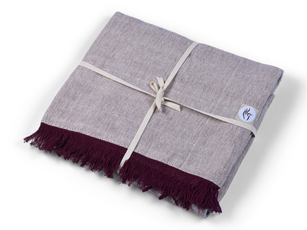 Chambray-Meditationsdecke aus Bio-Baumwolle Pflaumenfarbener Chambray-Baumwollbaumwolle
