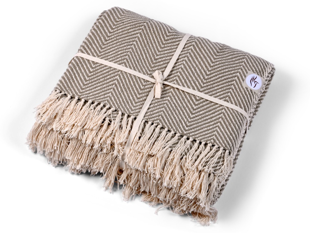 Couverture de méditation en Coton Bio Motif Chevron