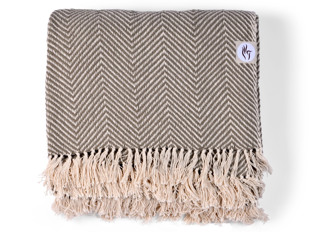 Couverture de méditation en Coton Bio Motif Chevron