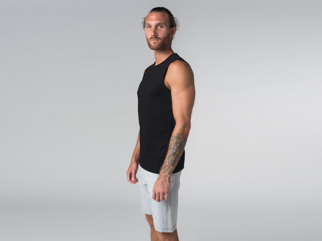 Débardeur de yoga hommes - Coton bio Noir - Fin de Serie