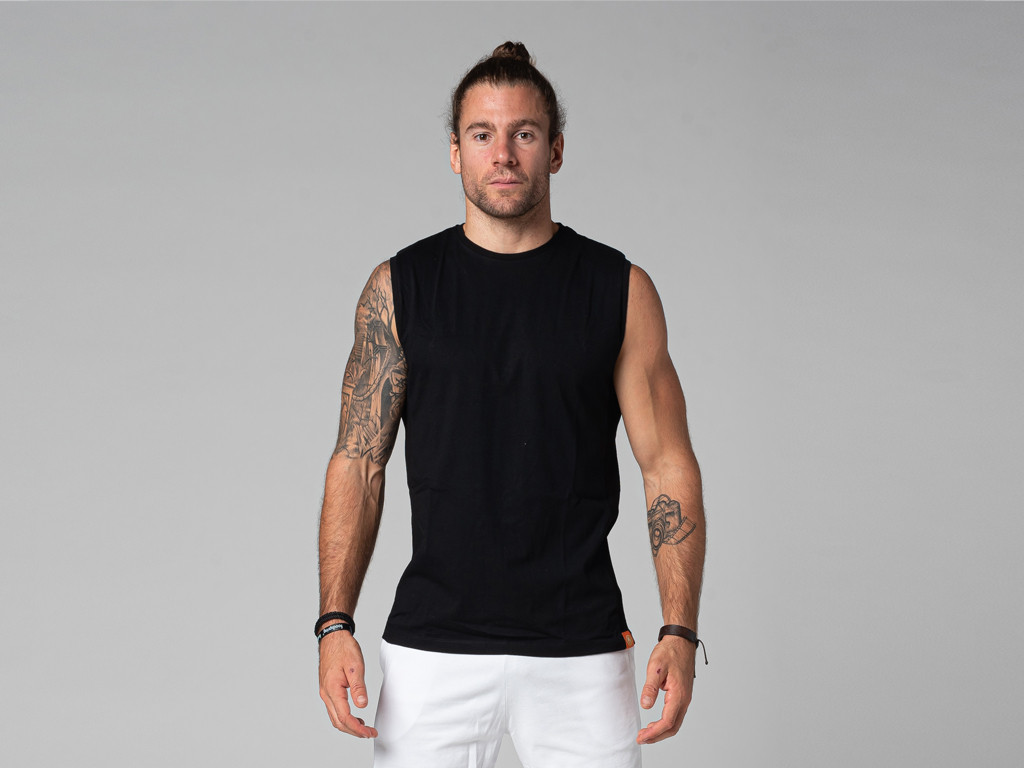 100% Organic cotton Men's tank top Black