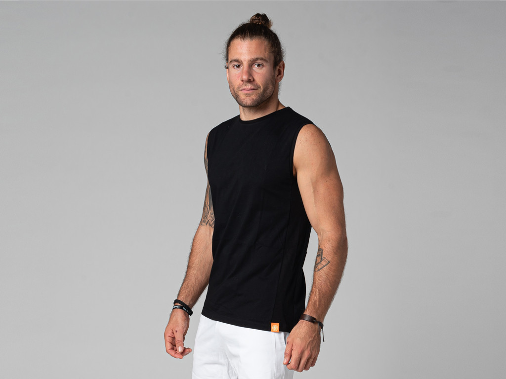100% Organic cotton Men's tank top Black