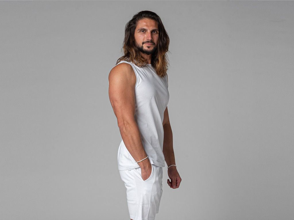 100% Organic cotton Men's tank top White