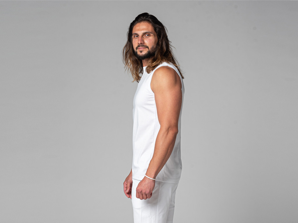 100% Organic cotton Men's tank top White