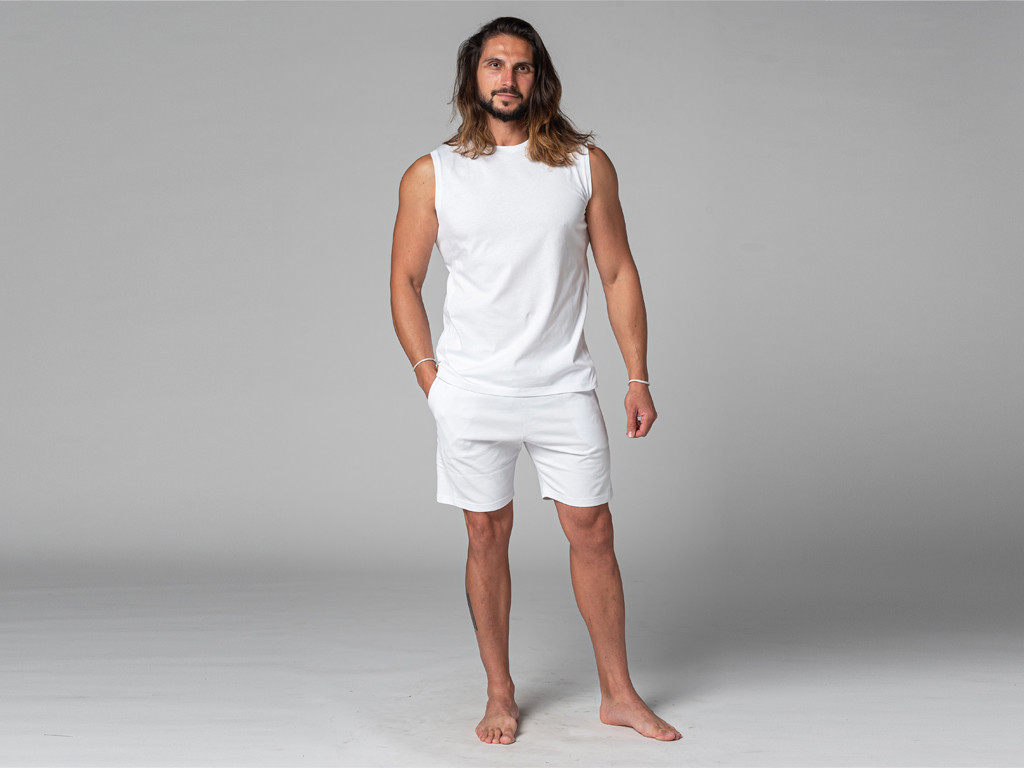 100% Organic cotton Men's tank top White