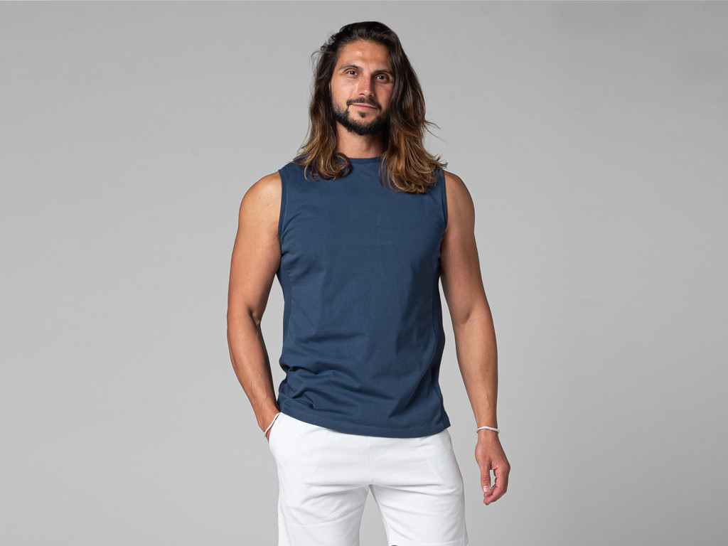 Canotta da uomo 100% biologica Blu