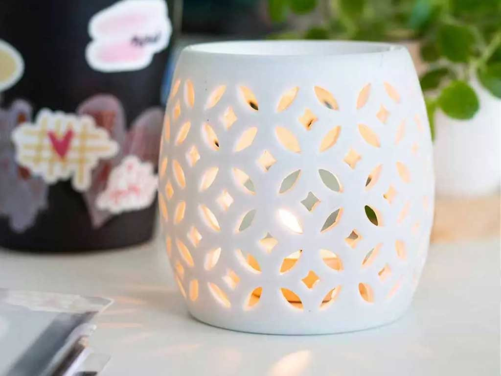 Luciole-Teelichtdiffusor aus Porzellan 8,8 x 8,6 cm
