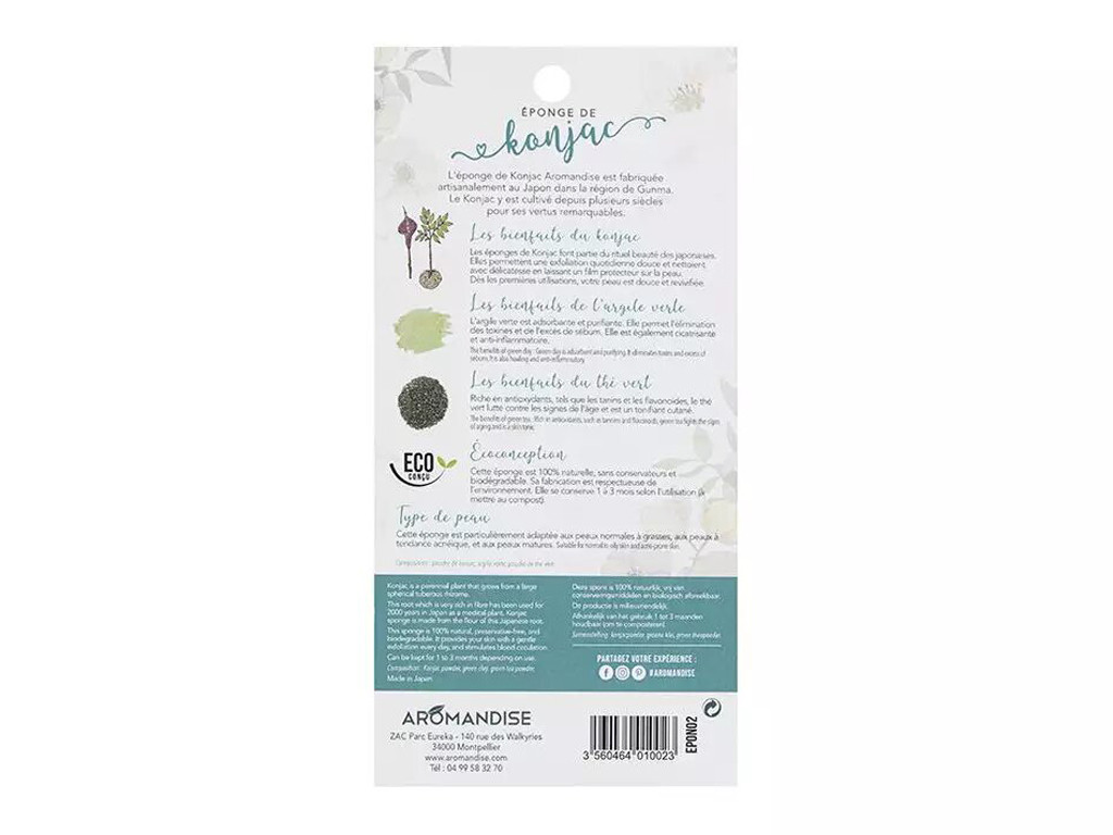 Eponge de Konjac Argile verte et Thé vert