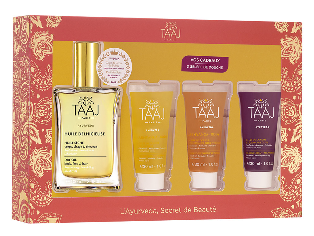 Delicioso Aceite 100ml y 3 Gel de Baño Caja de Regalo