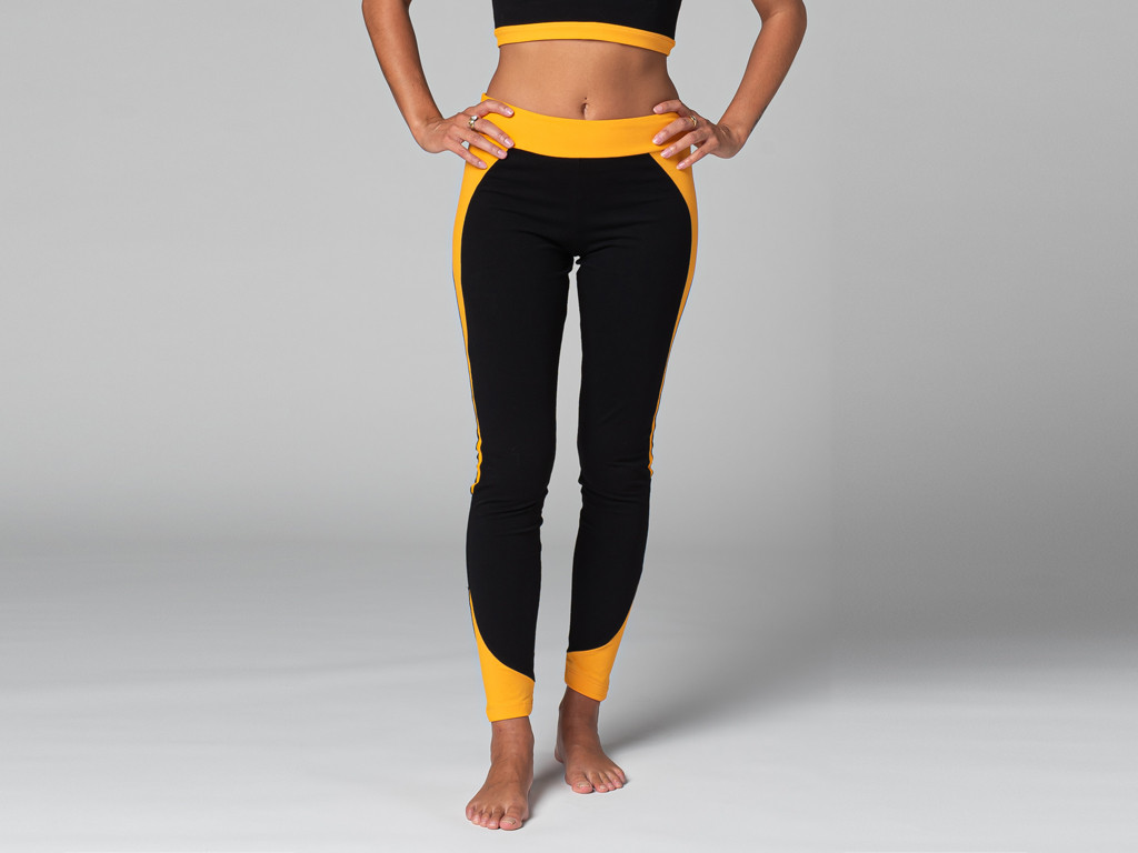 Legging de Yoga Bi-colore - Bio Noir et Safran