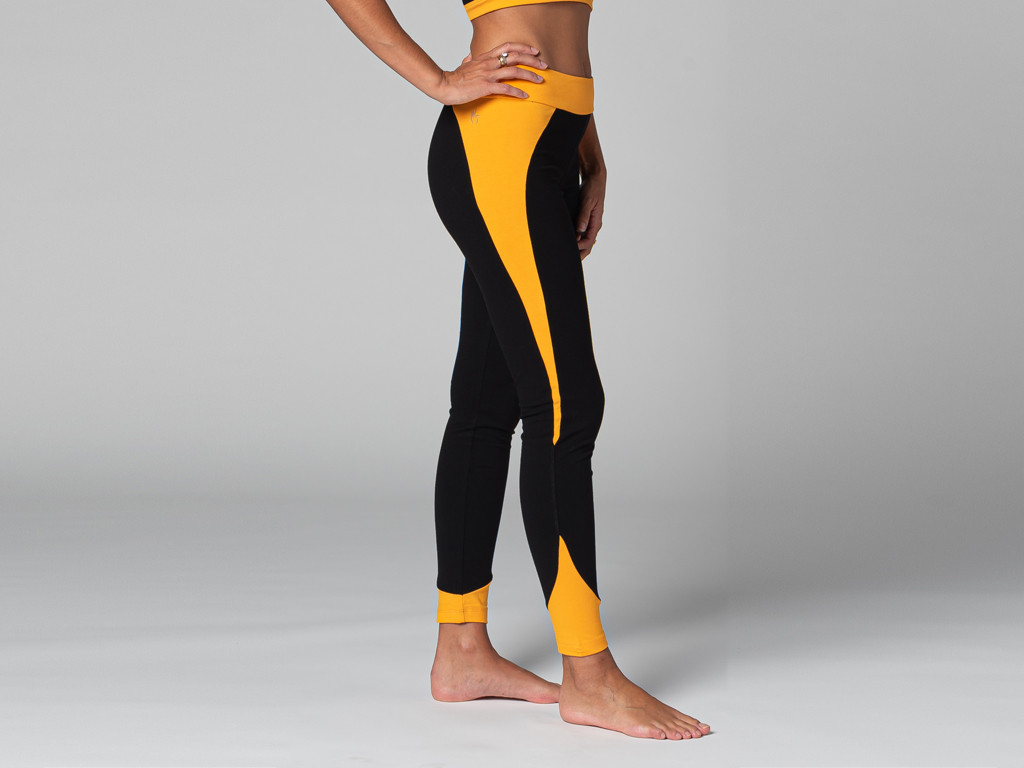 Legging de Yoga Bi-colore - Bio Noir et Safran