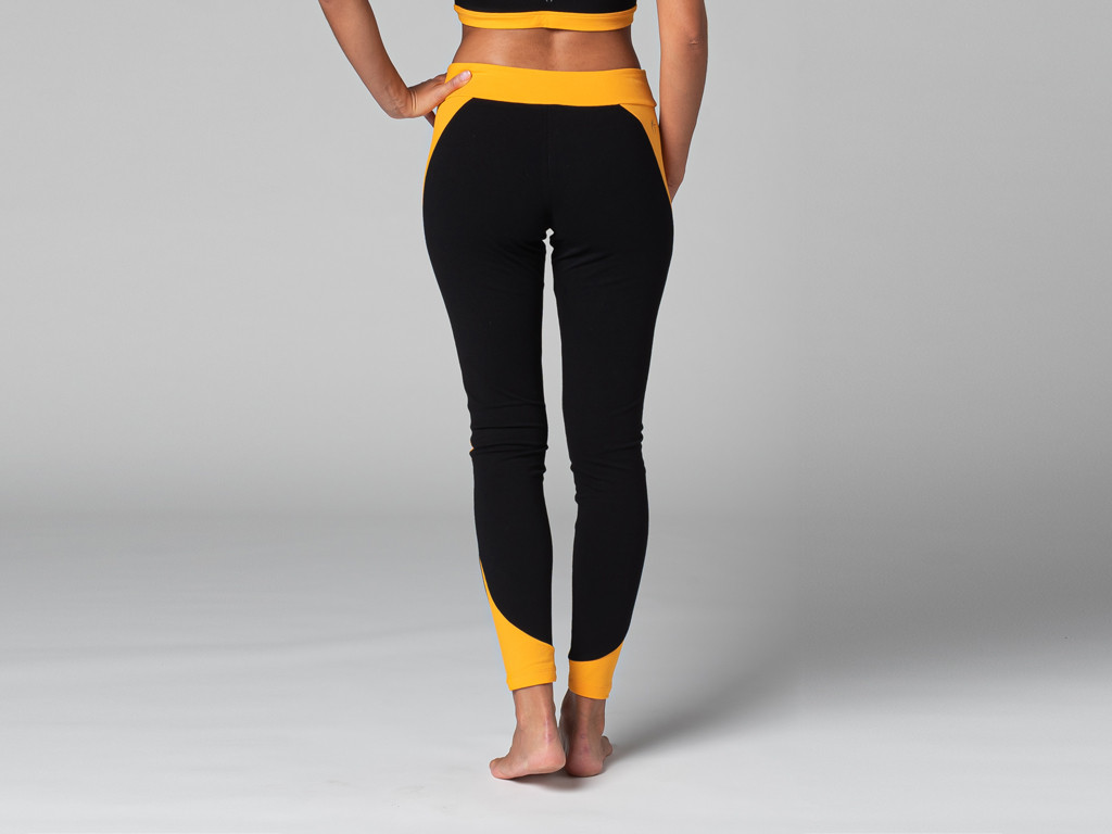 Legging de Yoga Bi-colore - Bio Noir et Safran