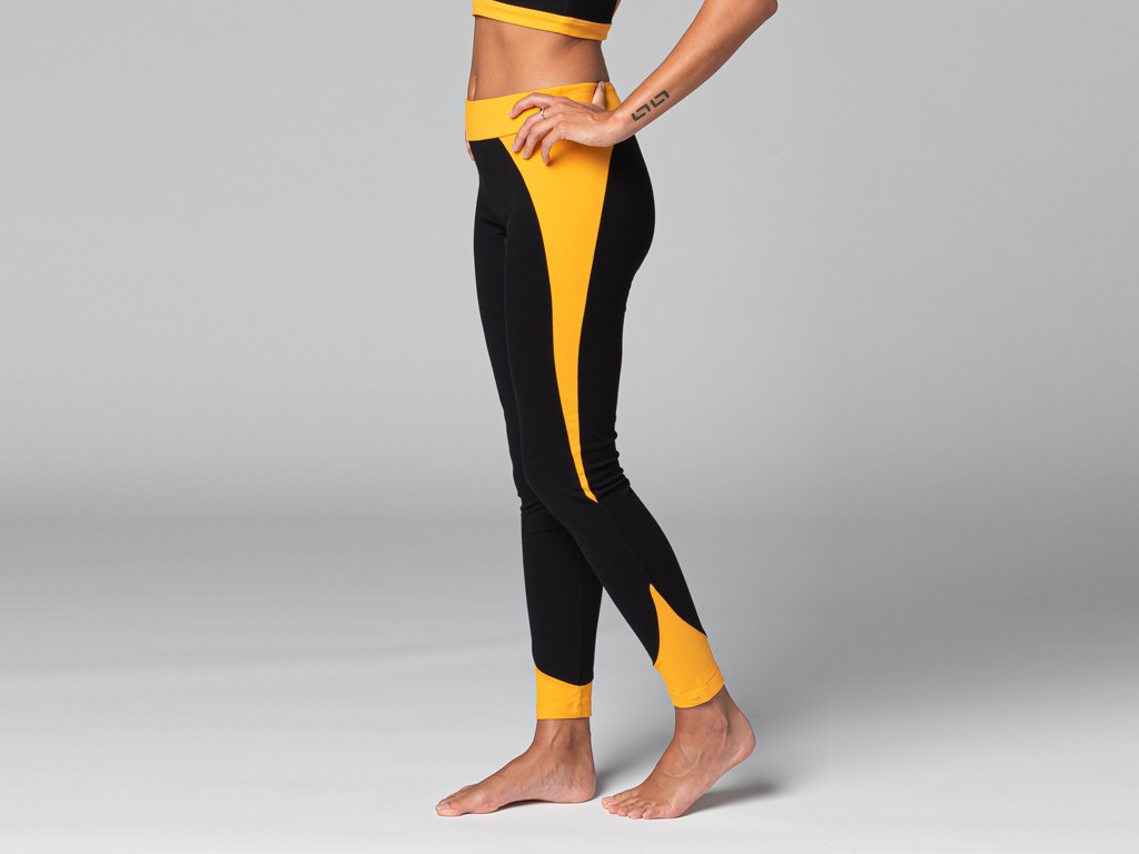 Legging de Yoga Bi-colore - Bio Noir et Safran