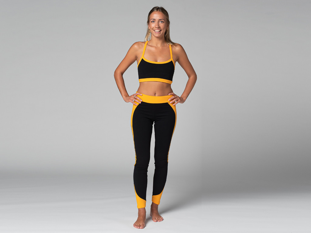 Legging de Yoga Bi-colore - Bio Noir et Safran