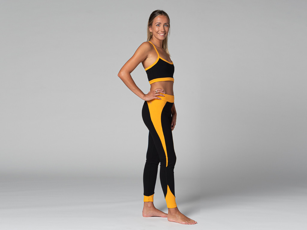 Legging de Yoga Bi-colore - Bio Noir et Safran