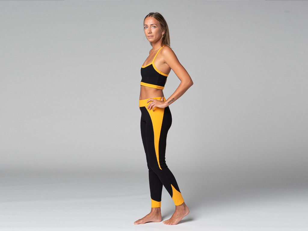 Legging de Yoga Bi-colore - Bio Noir et Safran