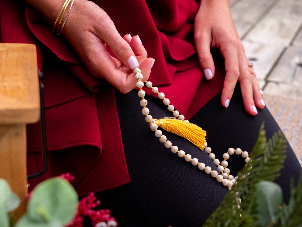 Mala 108 perles 8mm Santal/Jaune