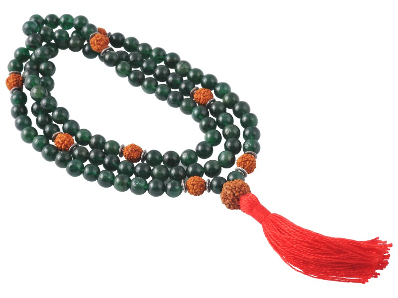 Mala 108 perles 8mm Jade & Rudraksha