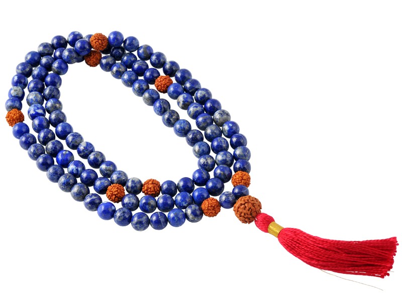 Mala 108 perles 8mm Lapis Lazuli & Rudraksha