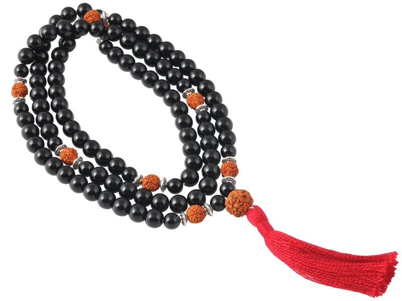 Mala 108 perles 8mm Onyx & Rudraksha