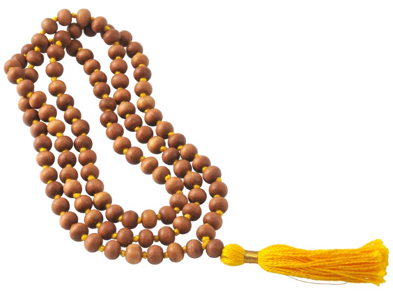 Mala 108 Perlen 8mm Sandelholz/Gelb