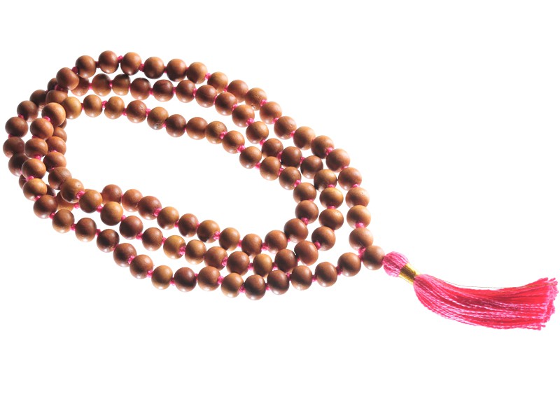 Mala 108 perles 8mm - Santal/Rose Mala 108 perles