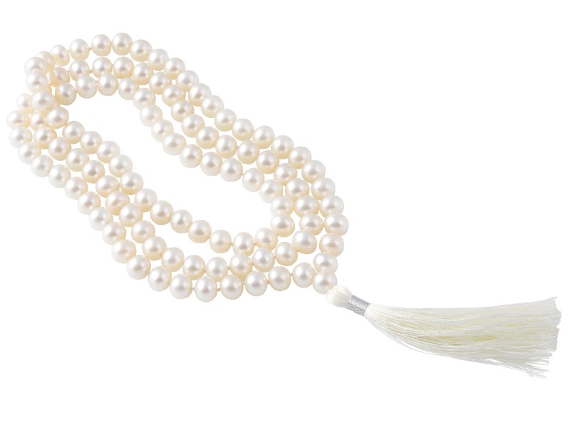 Mala 108 Pérolas brancas naturais - 8mm