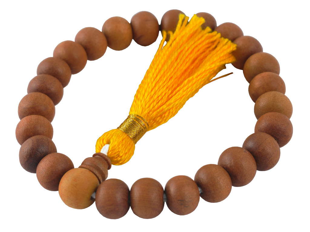 Mala 27 beads White Sandalwood Wrist Mala/Yellow
