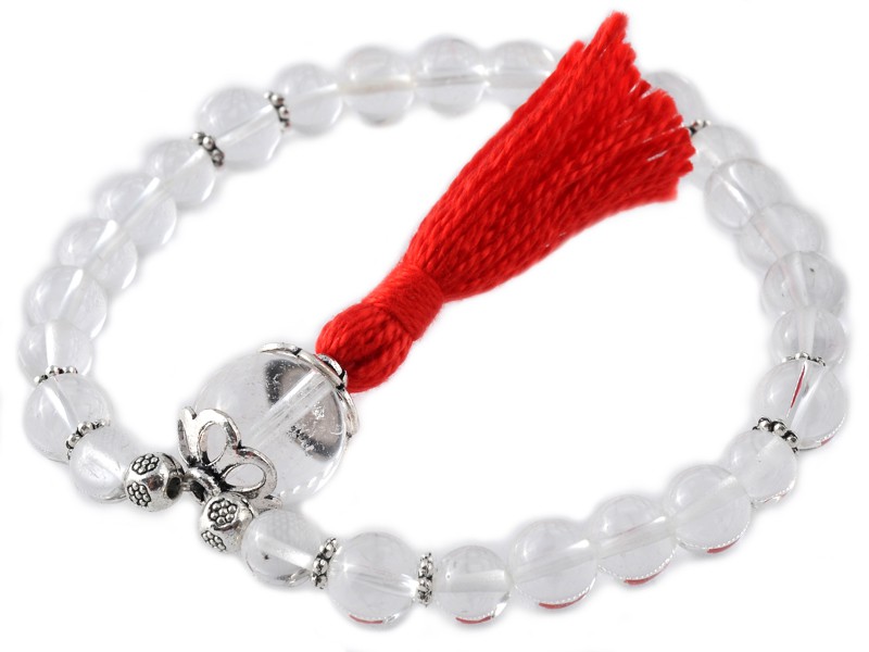 Mala 27 perles Cristal de Roche & argent