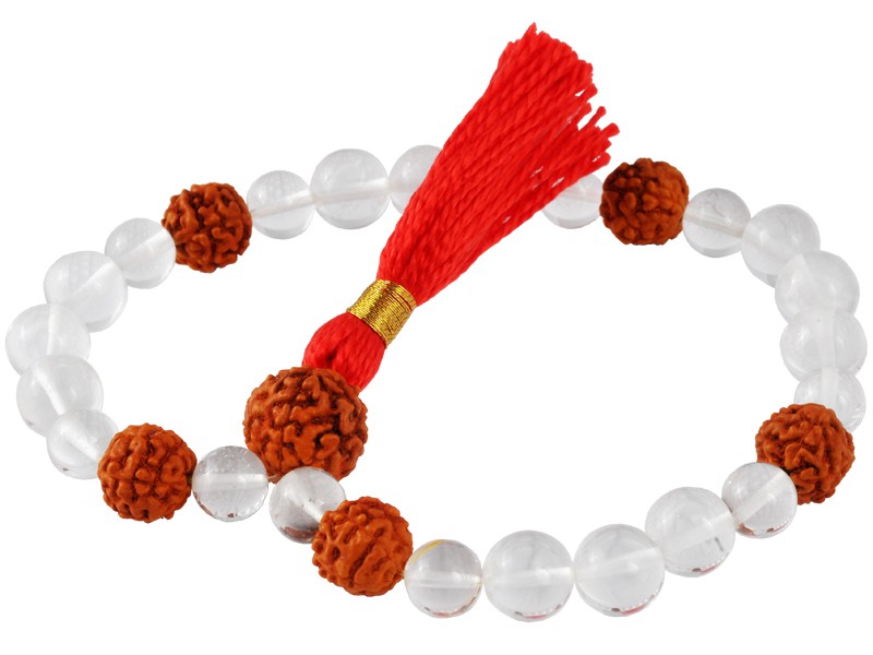 Mala 27 beads Crystal and Rudraksha Wrist Mala
