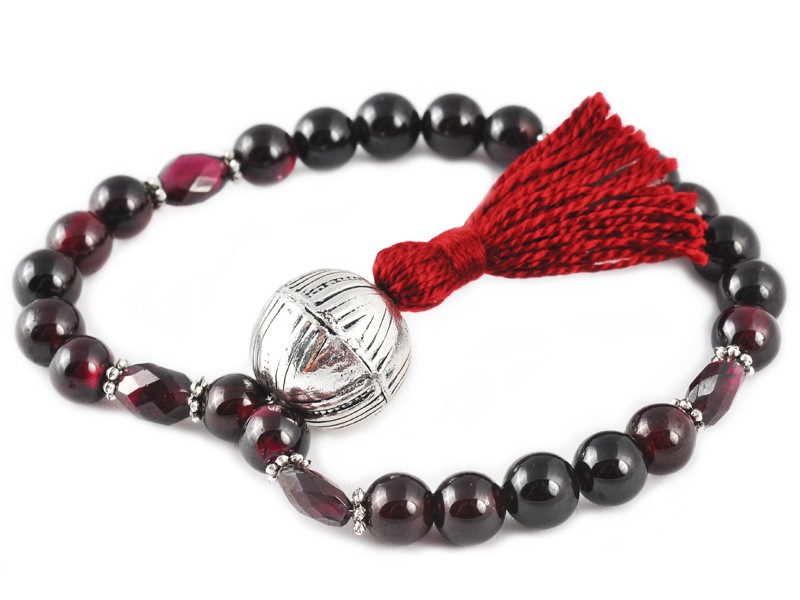 Mala 27 perles Grenat & argent