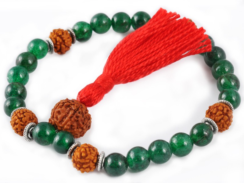 Mala 27 perle Giada e Rudraksha
