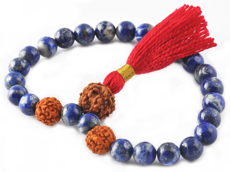 Mala 27 perle Lapislazzuli e Rudraksha