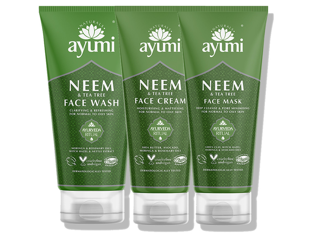 Nettoyant Visage , Masque Visage et Creme Visage Neem & Tea Tree Trio