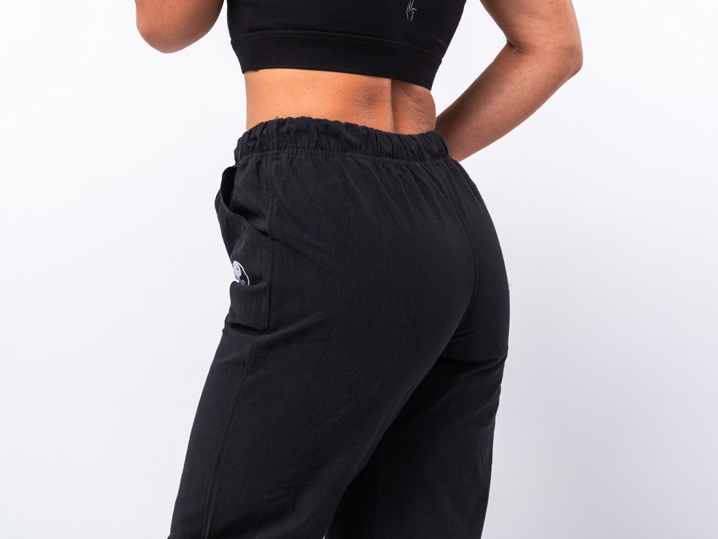 Pantalon de Tai Chi H/F Pavita - 100% coton Bio Noir