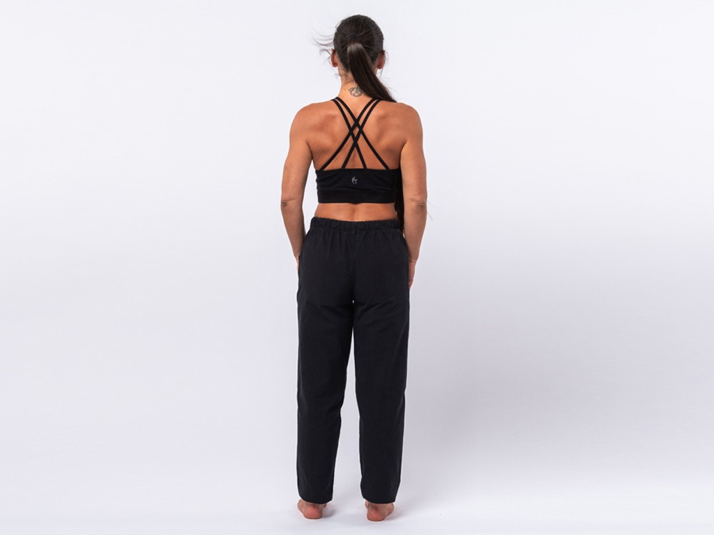 Pantalon de Tai Chi H/F Pavita - 100% coton Bio Noir