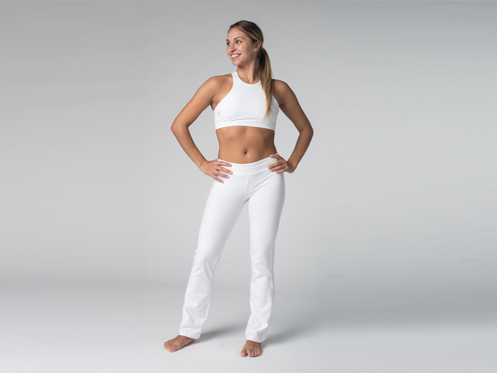 Pantalon de yoga Chic - 95% coton Bio et 5% Lycra Blanc
