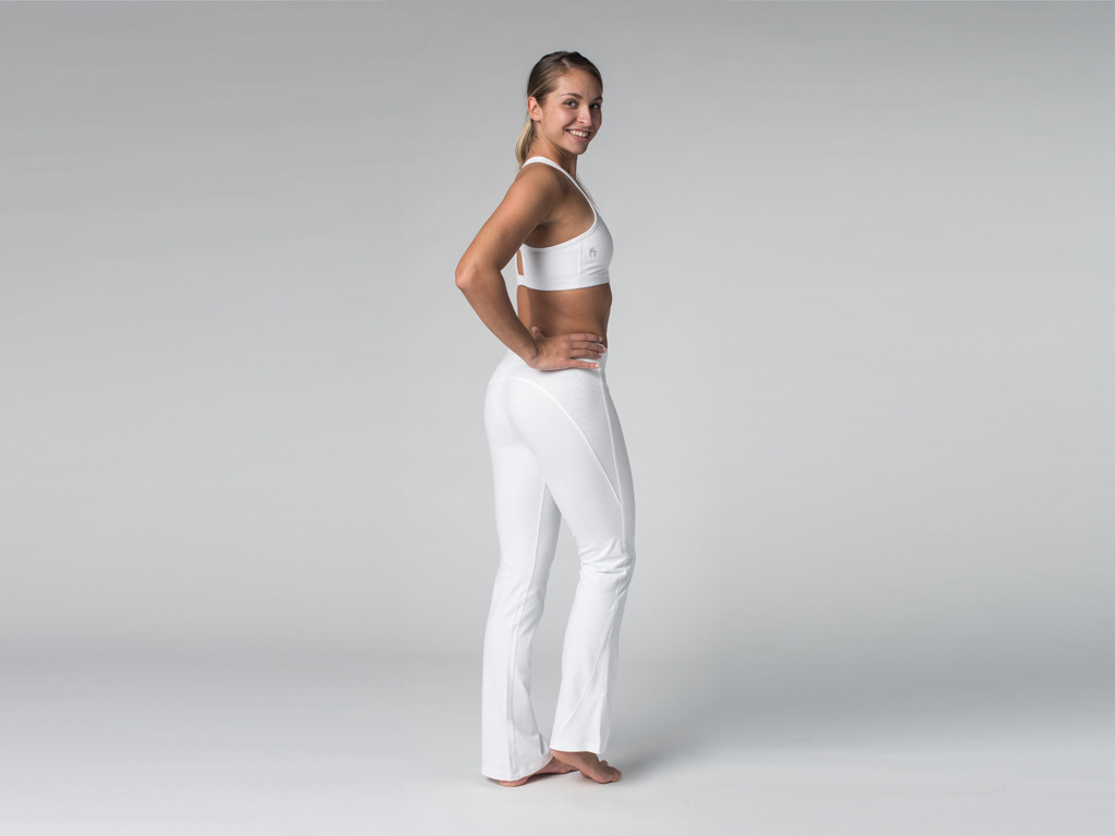 Pantalon de yoga Chic - 95% coton Bio et 5% Lycra Blanc - Fin de Serie