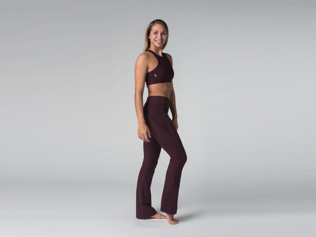 Pantalon de yoga Chic - 95% coton Bio et 5% Lycra Prune