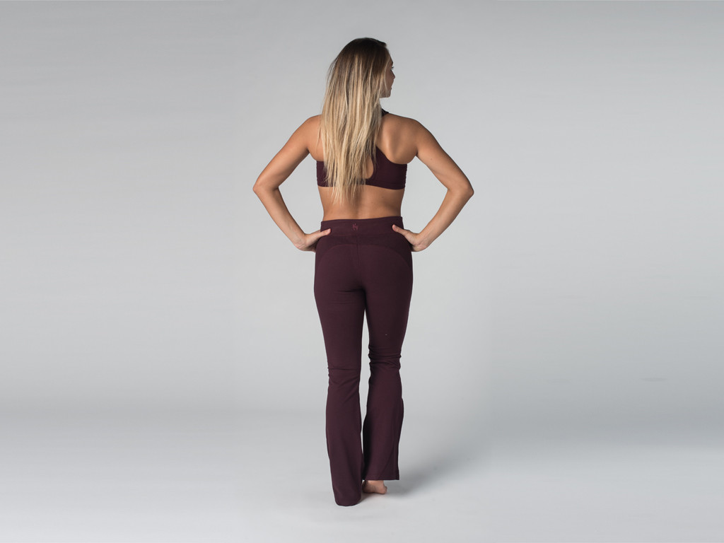 Pantalon de yoga Chic - 95% coton Bio et 5% Lycra Prune