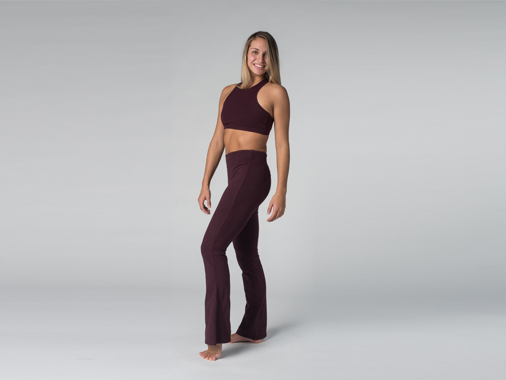 Pantalon de yoga Chic - 95% coton Bio et 5% Lycra Prune