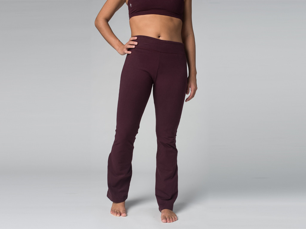 Pantalon de yoga Chic - 95% coton Bio et 5% Lycra Prune