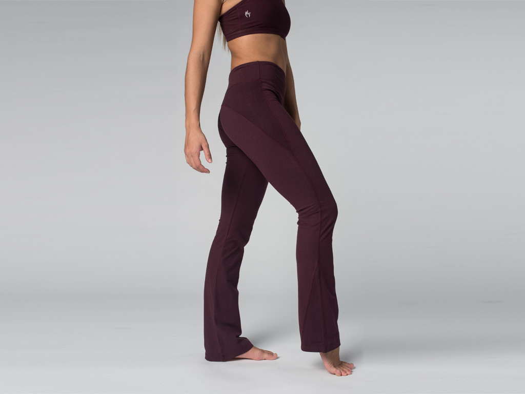 Pantalon de yoga Chic - 95% coton Bio et 5% Lycra Prune