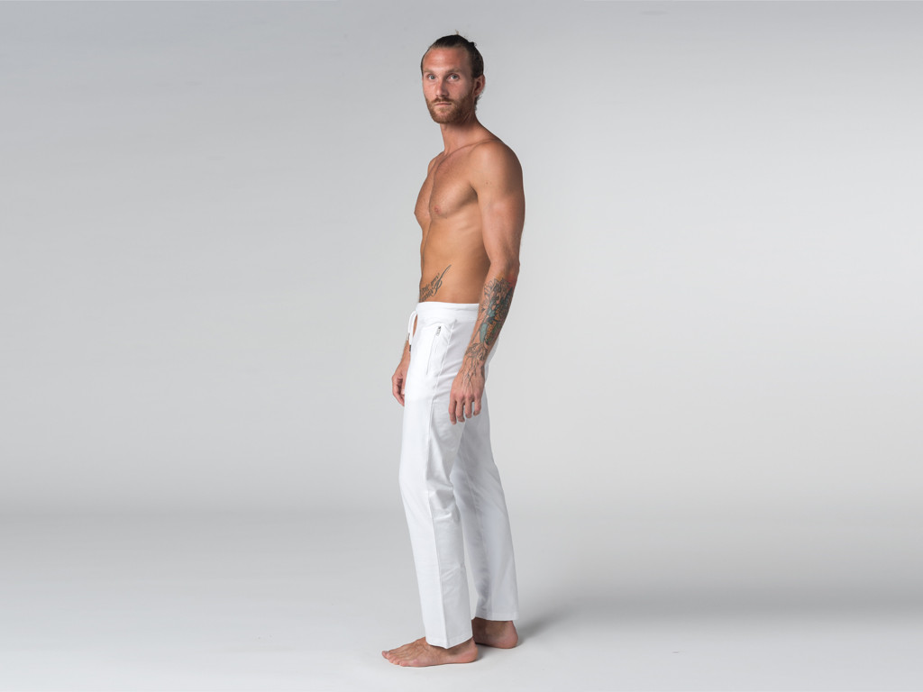 Calça masculina de yoga Comfort - Algodão Orgânico Branco