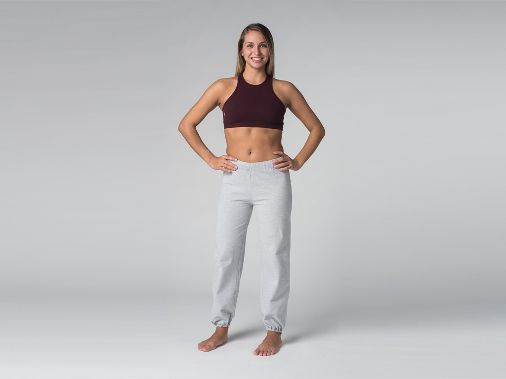 Coole Yogahose – 95 % Bio-Baumwolle und 5 % Lycra Grau