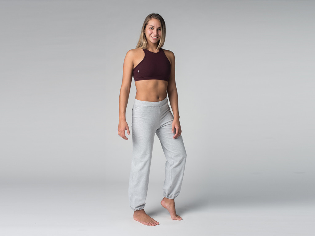 Coole Yogahose – 95 % Bio-Baumwolle und 5 % Lycra Grau