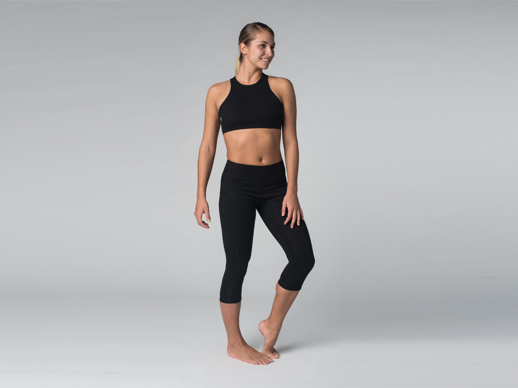 Pantalon de yoga Corsaire CAPRI 95% coton Bio et 5% Lycra Noir - Fin de Serie