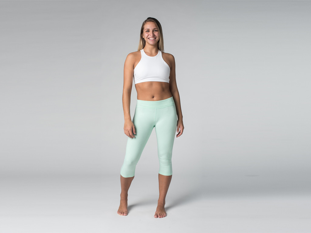 Capri-Yogahose CAPRI 95 % Bio-Baumwolle und 5 % Lycra Lagunengrün – Ende der Serie